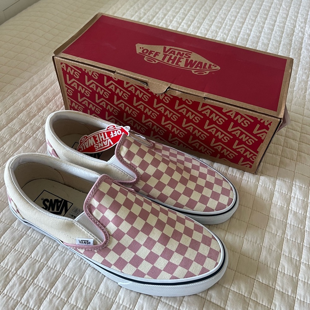 Men’s Pink Checkerboard Original Slip On Vans